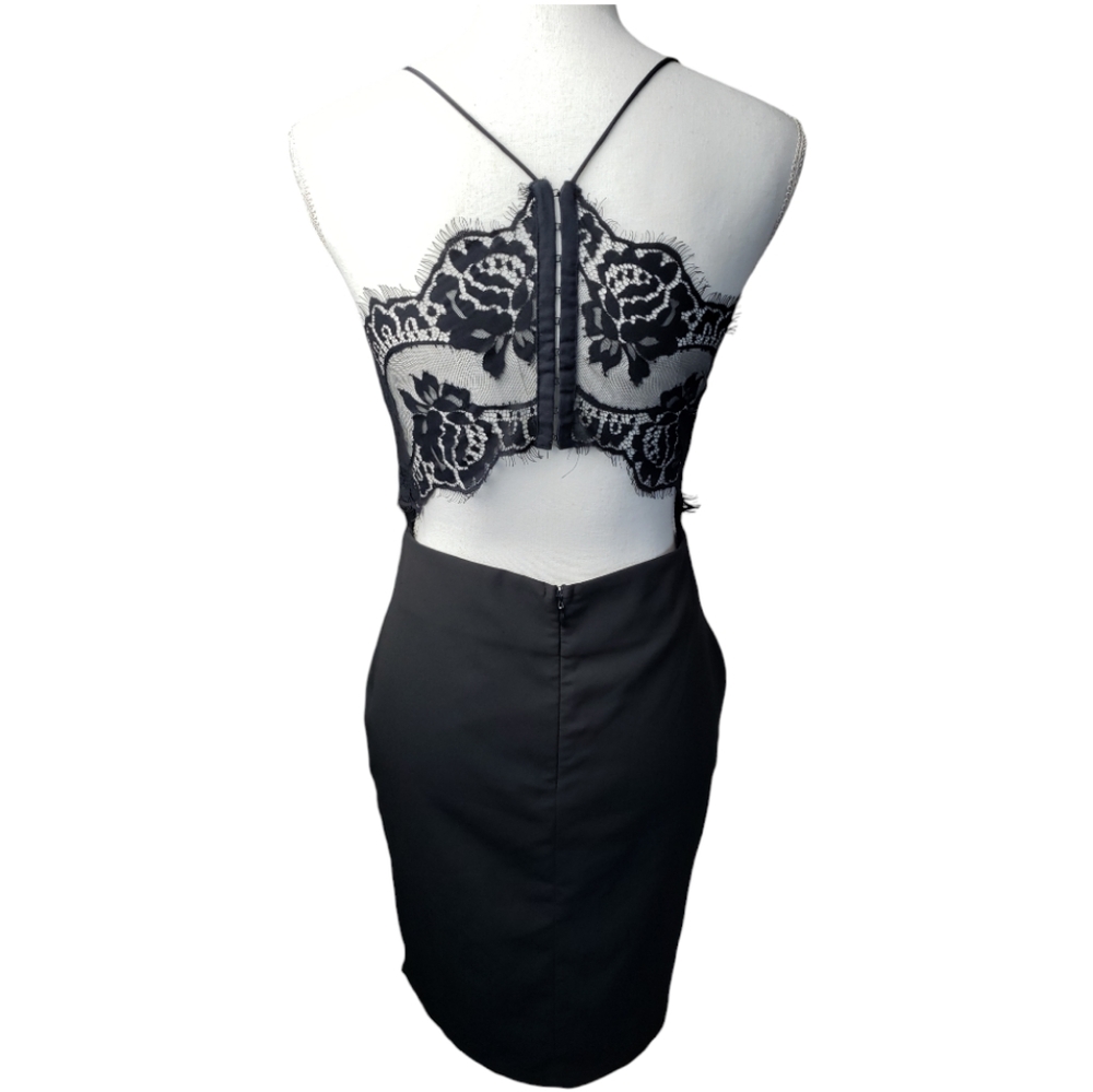 Lulus Little Black Dress Size Medium Lace Back Open Back Side Lace Cutouts